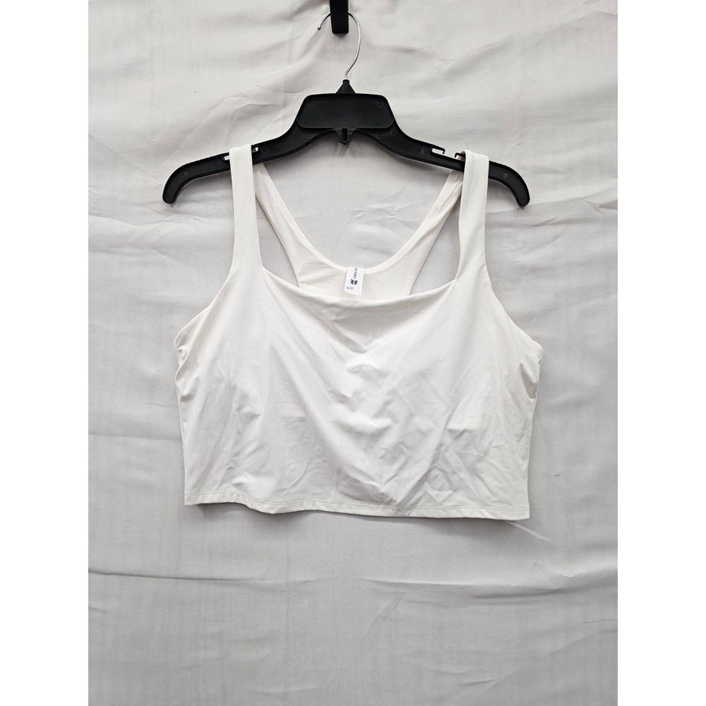 All in Motion Womens Ribbed Crop Sports Bra Cream Nylon Blend Athletic Size L